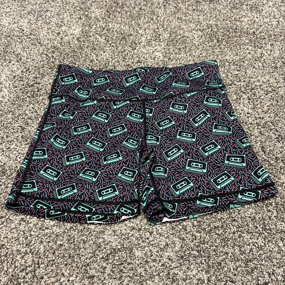 IAB MFG Women Cassette Tape Retro Print No Ride Athletic Shorts CrossFit Size 8